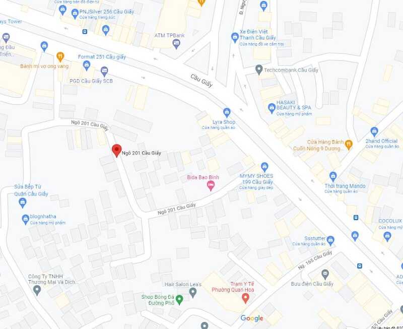 Địa chỉ tòa chung cư Mini số 201 Cầu Giấy, Hà Nội qua Google Map: